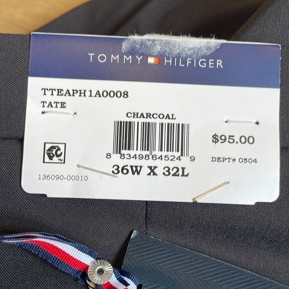 Tommy Hilfiger Men’s Modern-Fit Charcoal THFlex Stretch Dress Pants, Charcoal - Picture 6 of 9